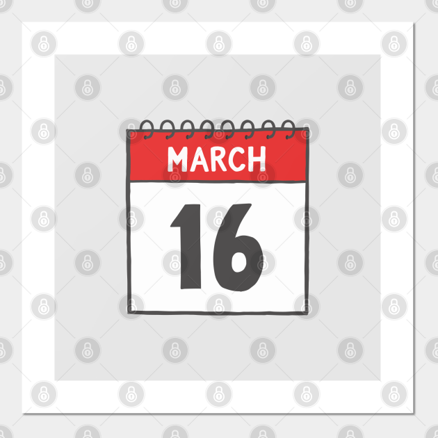 March 16th Daily Calendar Page Illustration Calendar Posters and